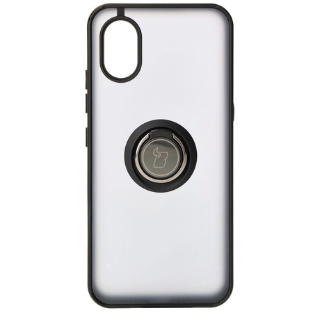 Etui z uchwytem na palec Bizon Case Hybrid Ring do Galaxy Xcover7, przydymione z czarną ramką