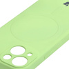 Etui Bizon Case Silicone Magnetic Sq do Apple iPhone 13 Mini, jasnozielone