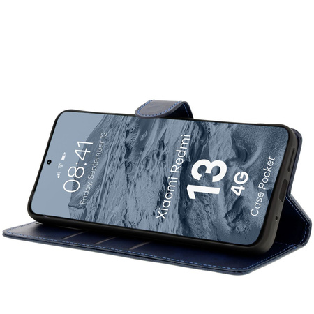Etui z klapką Bizon Case Pocket do Xiaomi Redmi 13 4G, granatowe