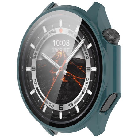 Etui ze szkłem do zegarka Bizon Case Watch Adamo do OnePlus Watch 3 / Oppo Watch X2, zielone
