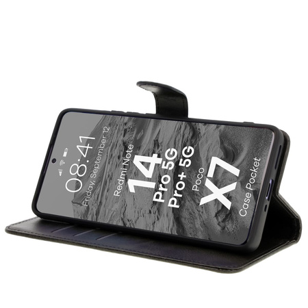 Etui z klapką Bizon Case Pocket do Xiaomi Redmi Note 14 Pro 5G / Poco X7, czarne