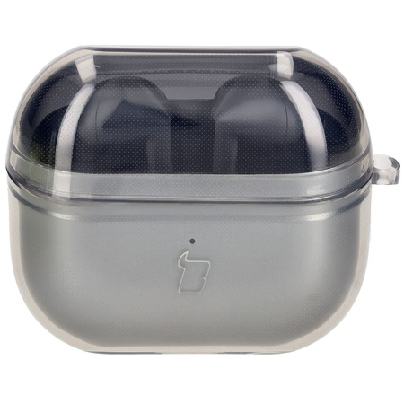 Elastyczne etui z karabińczykiem Bizon Case Headphone Clear do Samsung Galaxy Buds 3/3 Pro przeźroczysto-czarne