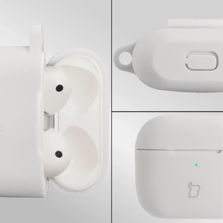 Silikonowe etui z karabińczykiem Bizon Case Headphone Silicone do AirPods 3, białe