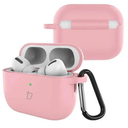 Silikonowe etui z karabińczykiem Bizon Case Headphone Silicone do AirPods Pro 3, różowe