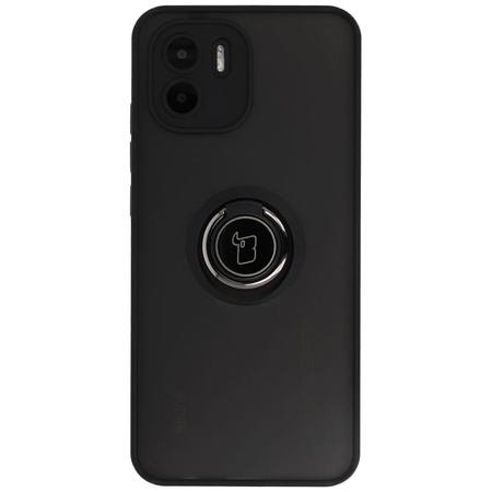 Etui z uchwytem na palec Bizon Case Hybrid Ring do Xiaomi Redmi A1, przydymione z czarną ramką