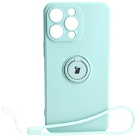 Etui Bizon Case Silicone Ring Sq do iPhone 15 Pro Max, turkusowe
