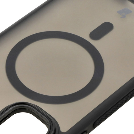 Etui z podstawką i pierścieniem magnetycznym Bizon Case Eclipse do Galaxy S24 FE, przydymione z czarną ramką