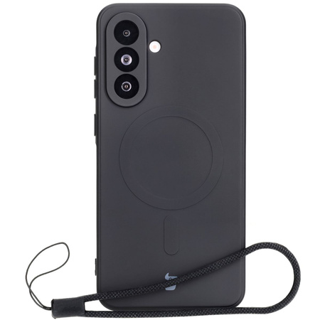 Silikonowe etui z pierścieniem magnetycznym Bizon Case Silicone Magnetic Sq do Galaxy A36 5G, czarne