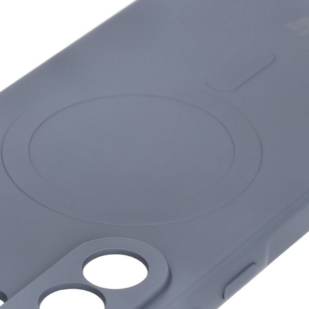 Silikonowe etui z pierścieniem magnetycznym Bizon Case Silicone Magnetic Sq do Galaxy A36 5G, szare