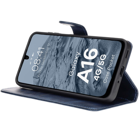 Etui z klapką Bizon Case Pocket do Galaxy A16 4G/5G, granatowe