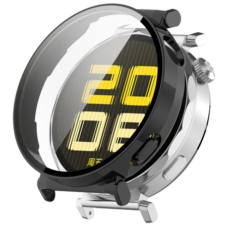 Etui ze szkłem do zegarka Bizon Case Watch Adamo do Huawei Watch GT 5 41 mm, czarne