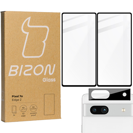 2x Szkło + szybka na aparat BIZON Edge 2 do Pixel 7A