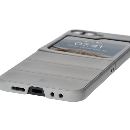 Pancerne etui Bizon Case Tur do Galaxy Z Flip7 FE / Z Flip6, jasnoszare