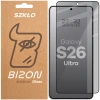 Prywatyzujące szkło hartowane Bizon Glass Edge Shadow do Galaxy S26 Ultra, przyciemniane z czarną ramką
