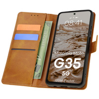 Etui z klapką Bizon Case Pocket do Motorola Moto G35 5G, brązowe