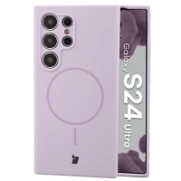 Silikonowe etui z pierścieniem magnetycznym Bizon Soft Case Magnetic do Galaxy S24 Ultra, jasnofioletowe
