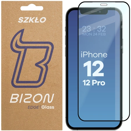 Szkło hartowane Bizon Glass Edge do iPhone 12 / 12 Pro, czarne