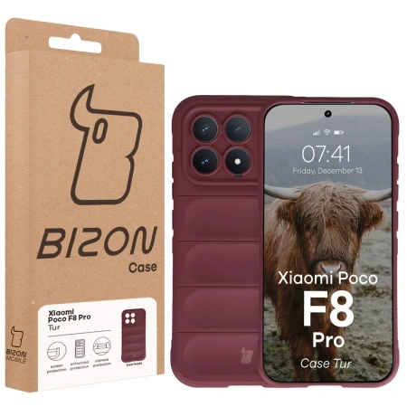 Pancerne etui Bizon Case Tur do Xiaomi POCO F8 Pro, burgundowe