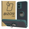 Etui z uchwytem na palec Bizon Case Hybrid Ring do Motorola Moto G54 5G, przydymione z ciemnozieloną ramką