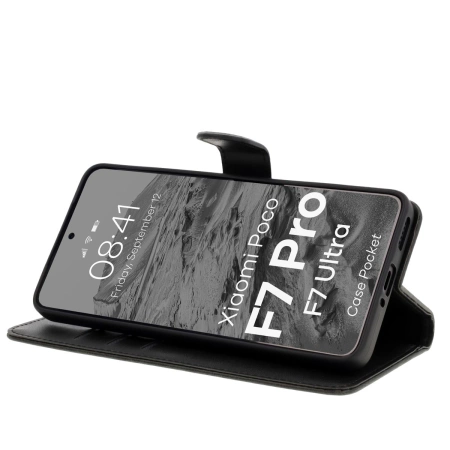 Etui z klapką Bizon Case Pocket do Xiaomi POCO F7 Pro / F7 Ultra, czarne