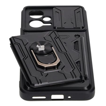 Etui Bizon Case Camshield Card Slot Ring do Xiaomi POCO X5, czarne