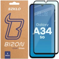 Szkło hartowane Bizon Glass Edge Duo do Galaxy A34 5G, czarna ramka, 2 sztuki