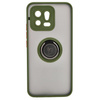 Etui z uchwytem na palec Bizon Case Hybrid Ring do Xiaomi 13, przydymione z zieloną ramką