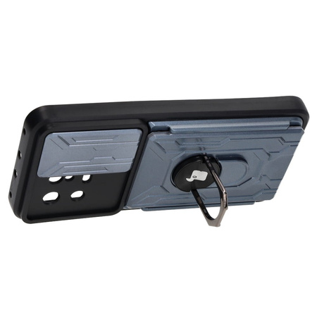 Etui Bizon Case Camshield Card Slot Ring do Xiaomi 13, szare