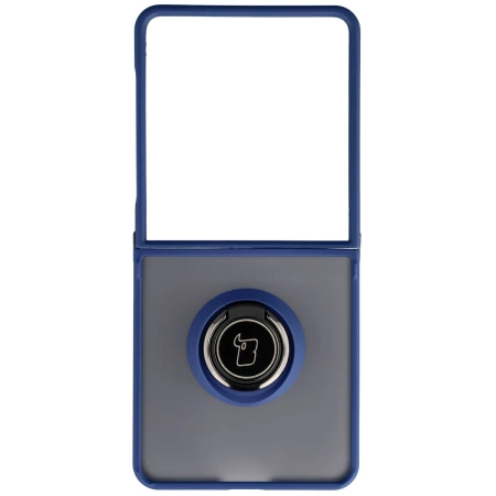 Etui z uchwytem na palec Bizon Case Hybrid Ring do Galaxy Z Flip7, przydymione z ciemnoniebieską ramką