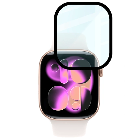 Szkło hybrydowe Bizon Glass Watch Edge Hybrid dla Apple Watch 10 46 mm, czarne