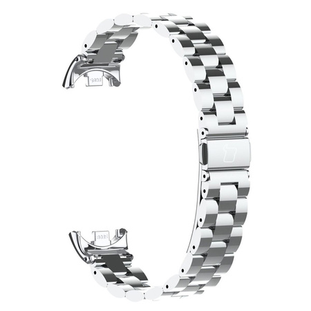 Pasek ze stali nierdzewnej Bizon Strap Watch Aura do Xiaomi Smart Band 10 / 9 / 9 NFC / 8, srebrny