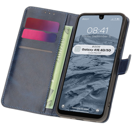 Etui z klapką Bizon Case Pocket do Galaxy A16 4G/5G, granatowe