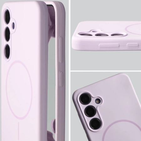 Silikonowe etui z pierścieniem magnetycznym Bizon Soft Case Magnetic do Galaxy S24 Plus, jasnofioletowe