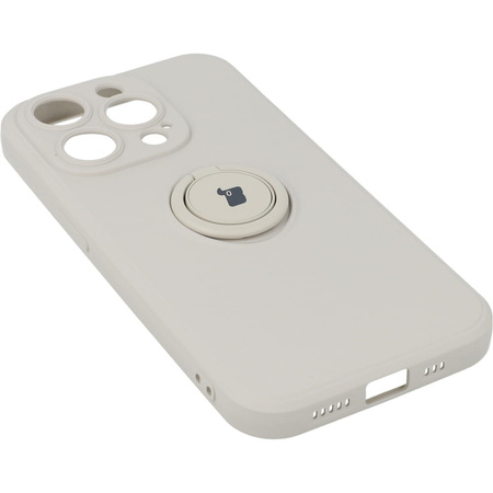 Etui Bizon Case Silicone Ring Sq do iPhone 14 Pro, beżowe
