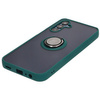 Etui z uchwytem na palec Bizon Case Hybrid Ring do Galaxy M15 5G, przydymione z ciemnozieloną ramką