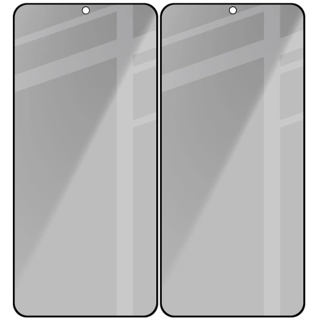 Prywatyzujące szkło hartowane Bizon Glass Edge Shadow Duo do Galaxy S25 / S24, przyciemniane z czarną ramką, 2 sztuki