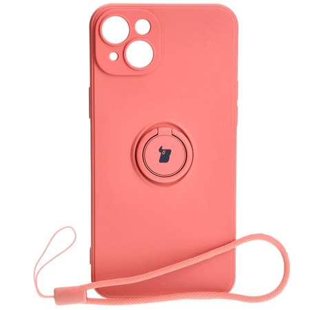 Etui Bizon Case Silicone Ring Sq do Apple iPhone 15 Plus, brudny róż