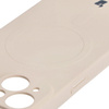 Etui silikonowe z pierścieniem magnetycznym Bizon Case Silicone Magnetic do iPhone 15, beżowe