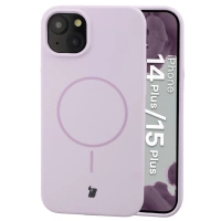 Silikonowe etui z pierścieniem magnetycznym Bizon Soft Case Magnetic do iPhone 15 Plus/14 Plus, jasnofioletowe