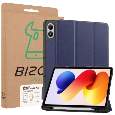 Etui z klapką Bizon Case Tab Lizard do Xiaomi POCO Pad M1 / Redmi Pad 2 Pro, granatowe