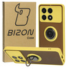 Etui z uchwytem na palec Bizon Case Hybrid Ring do Xiaomi Poco X6 Pro, przydymione z żółtą ramką