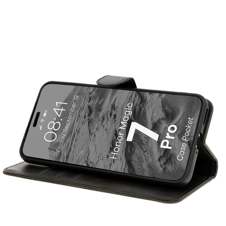 Etui z klapką Bizon Case Pocket do Honor Magic7 Pro, czarne