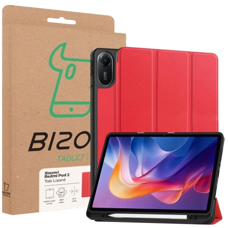 Etui z klapką Bizon Case Tab Lizard do Xiaomi Redmi Pad 2, czerwone