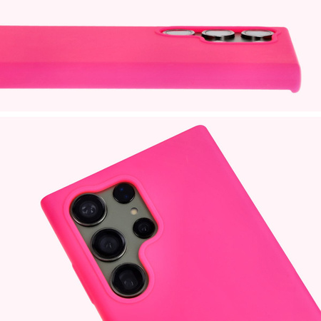 Silikonowe etui Bizon Soft Case do Galaxy S23 Ultra, neonowo-różowe