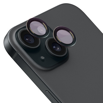 Szkło hartowane na aparat z aplikatorem Bizon Glass Snap Lens do iPhone 15/15 Plus, 1 zestaw, czarna ramka