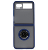 Etui z uchwytem na palec Bizon Case Hybrid Ring do Motorola Razr 40, przydymione z granatową ramką