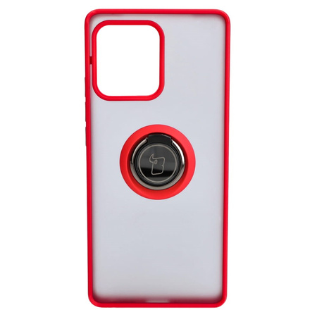 Etui z uchwytem na palec Bizon Case Hybrid Ring do Motorola Edge 40 Pro, przydymione z czerwoną ramką