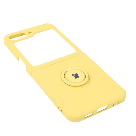 Etui Bizon Case Silicone Ring Sq do Samsung Galaxy Z Flip5, żółte
