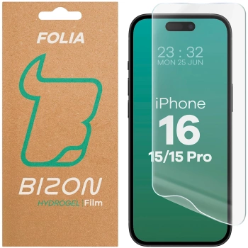 Folia hydrożelowa na ekran Bizon Glass Hydrogel Front do iPhone 15 / 15 Pro / 16 , 1 sztuka