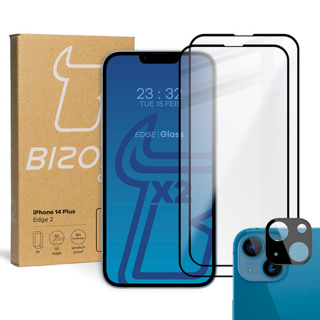 2x Szkło + szybka na aparat BIZON do iPhone 14 Plus